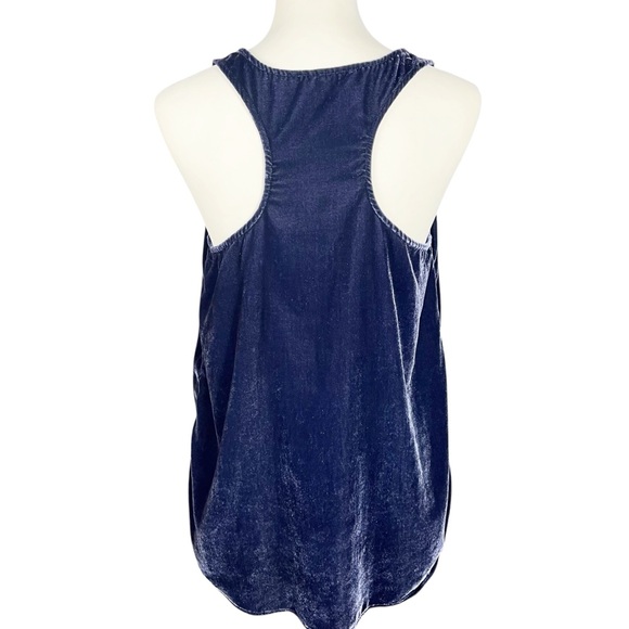 Anthropologie Velvet Tank Size XS Sapphire Blue Suri Racerback Relaxed Swing - Picture 7 of 10